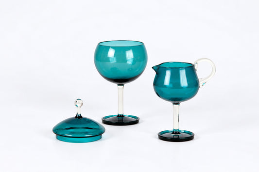 Sugar bowl 1192 and Cream jug 1193, Harlekiini, Nanny Still, Riihimäen Lasi, ナンニー・スティル、リーヒマエン・ラシ, 난니 스틸, 리히마엔 라시 - Royal SiO2