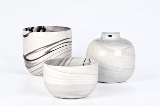 Bowls and Vase KN, Pro Arte, Kerttu Nurminen, Nuutajärvi, ケルトゥ・ヌルミネン、ヌータヤルヴィ, 케르투 누르미넨, 누우타야르비 - Royal SiO2