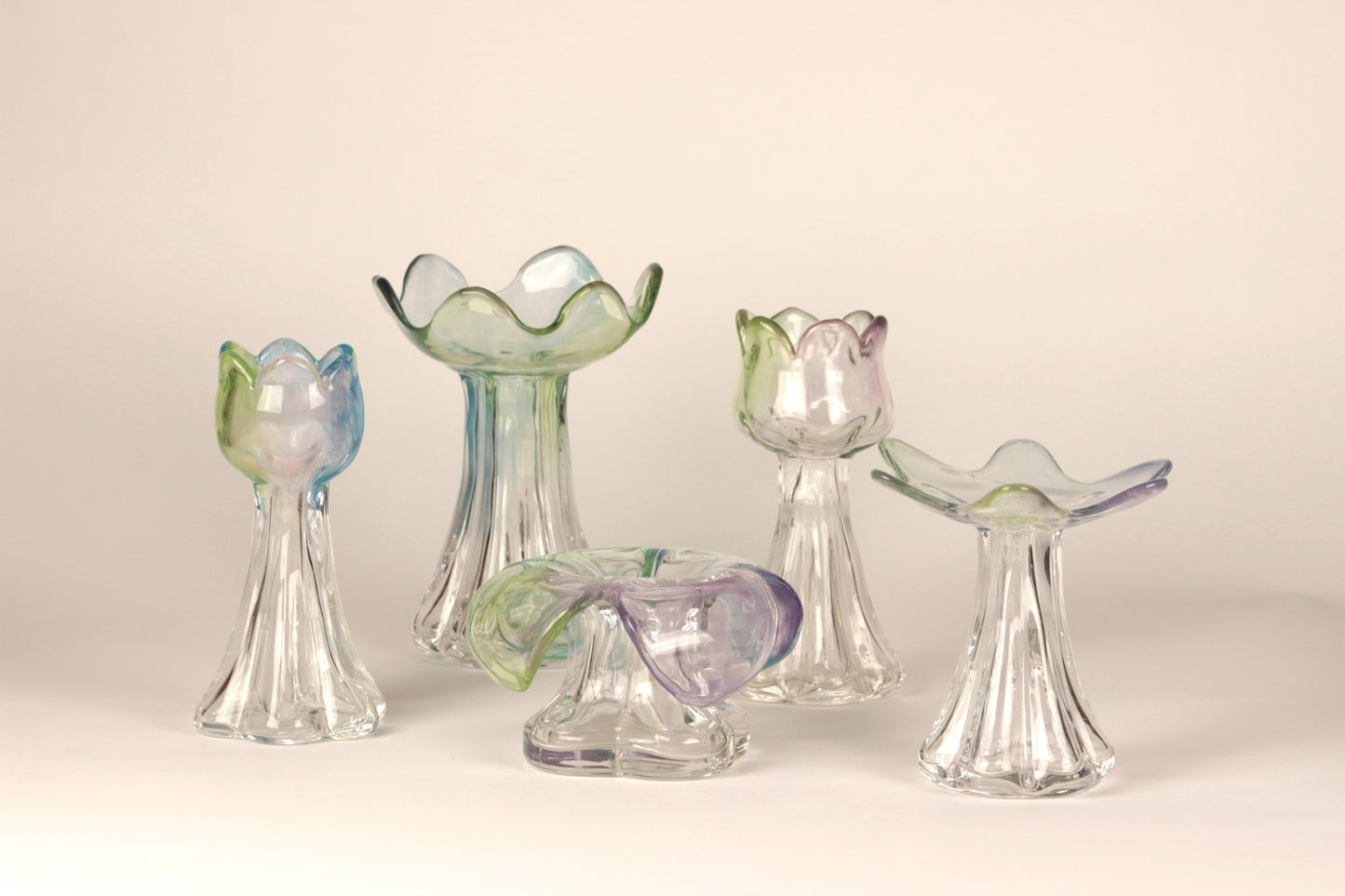 Vases 6620, 6618, 6622, 6620, 6619, Kukkainen, Helena Tynell, Riihimäen Lasi