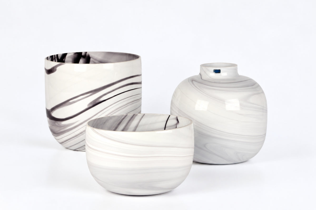 Bowls and Vase KN, Pro Arte, Kerttu Nurminen, Nuutajärvi, ケルトゥ・ヌルミネン、ヌータヤルヴィ, 케르투 누르미넨, 누우타야르비 - Royal SiO2