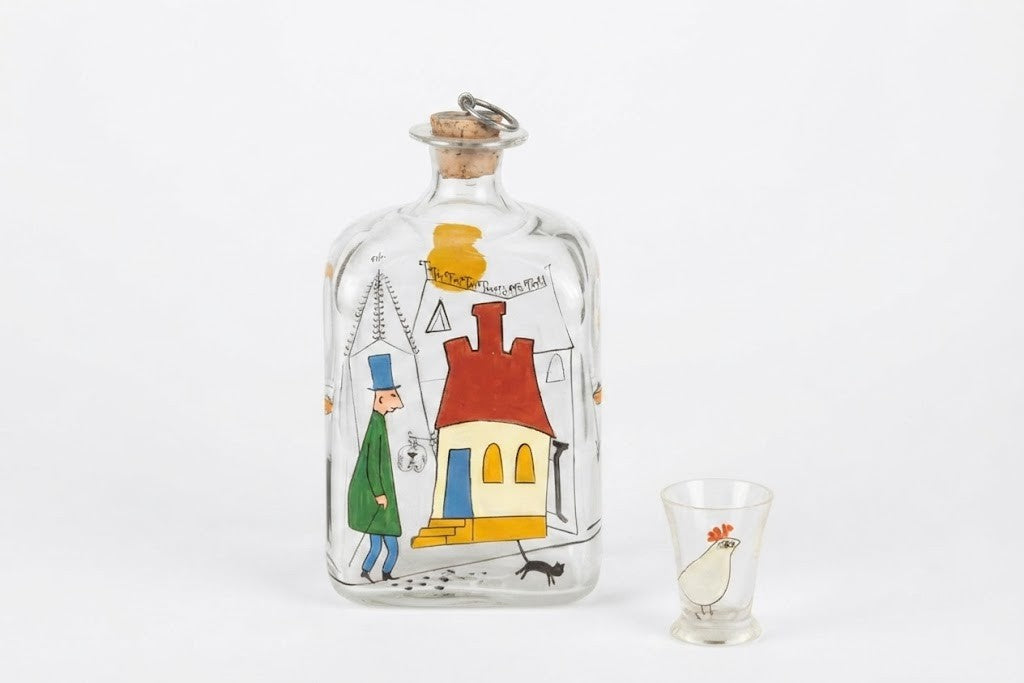 Decorative bottle and glass, Tapio Wirkkala, Iittala - oyal SiO2