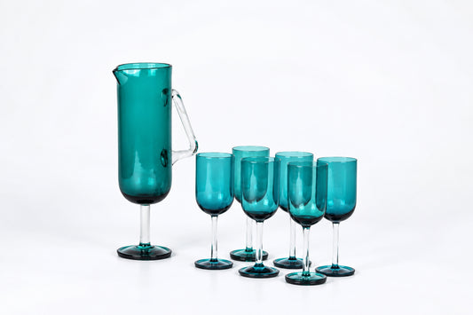Pitcher 1743 and Glass 1661, Harlekiini, Nanny Still, Riihimäen Lasi, ナンニー・スティル、リーヒマエン・ラシ, 난니 스틸, 리히마엔 라시 - Royal SiO2